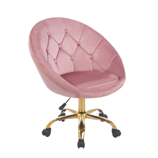 Fotel podnoszony ELEGANCKI obrotowy WELUR na kółkach RUNDO różowy JUMIhome