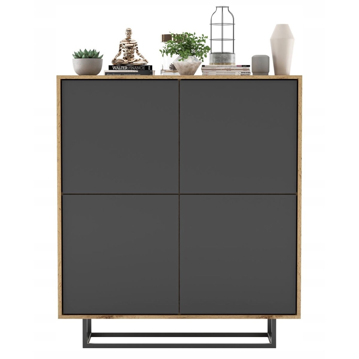 Komoda Loft Szafka RTV Loft Dąb Wotan Grafit MAT 113 cm