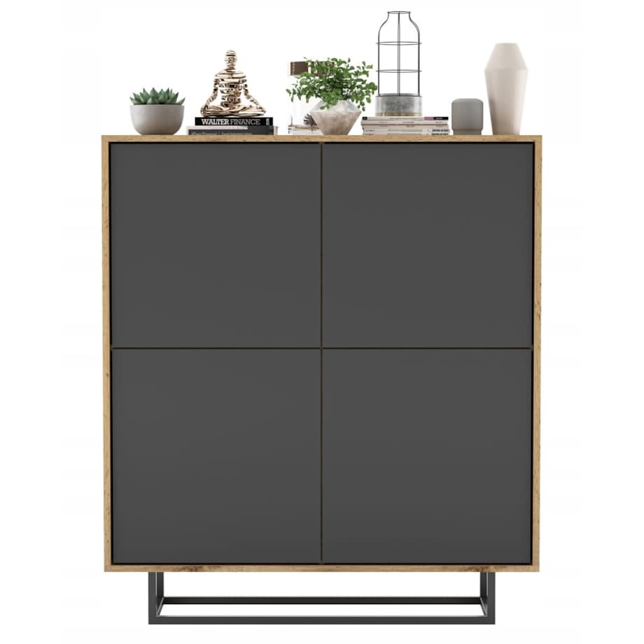 Komoda Loft Szafka RTV Loft Dąb Wotan Grafit MAT 113 cm