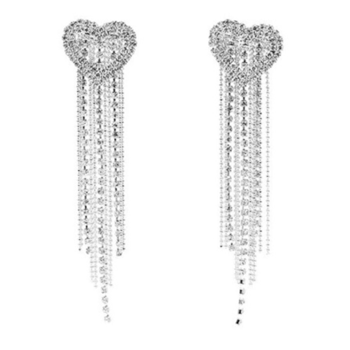 Kolczyki srebrne serduszka długie łańcuszki