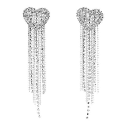 Kolczyki srebrne serduszka długie łańcuszki