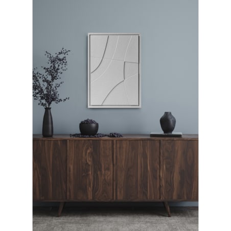 Obraz 3D 50x70cm Abstract II – Dekoracja Ścienna z Tynku Naturalnego, Milky Grey Minimalistyczny Relief