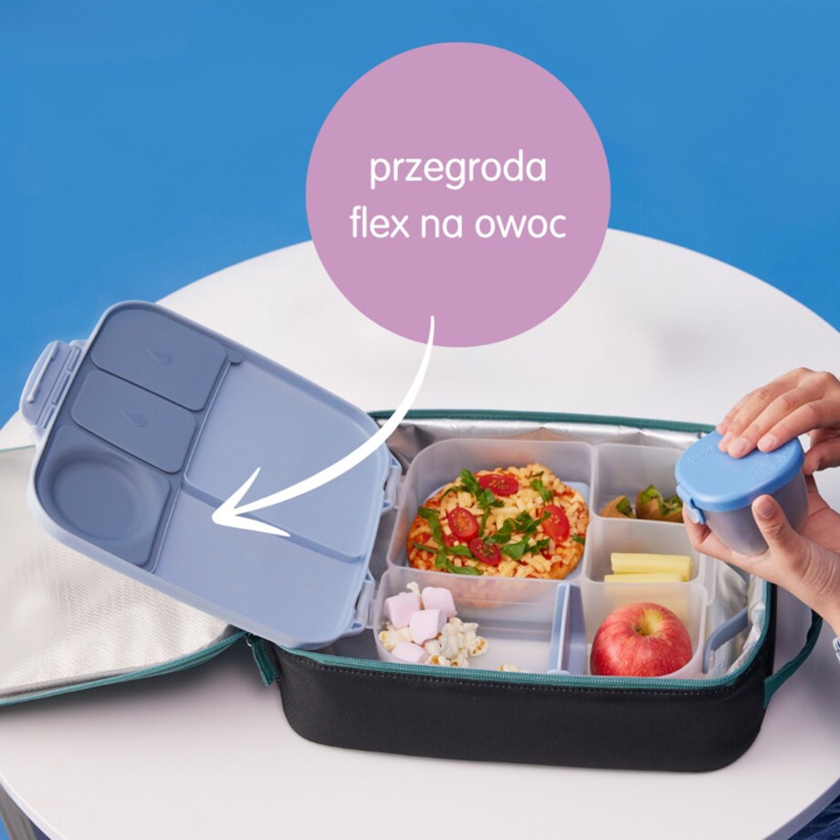 Lunchbox z przegródkami do szkoły i pracy - szczelna śniadaniówka z uchwytem i wkładem chłodzącym Midnight b.box