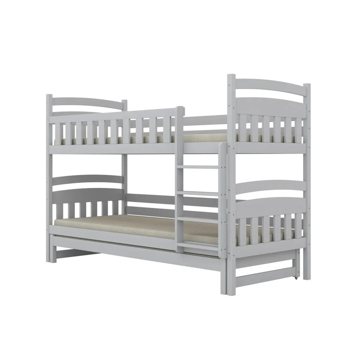 Łóżko piętrowe JULITA 180x80 białe drewniane trzyosobowe