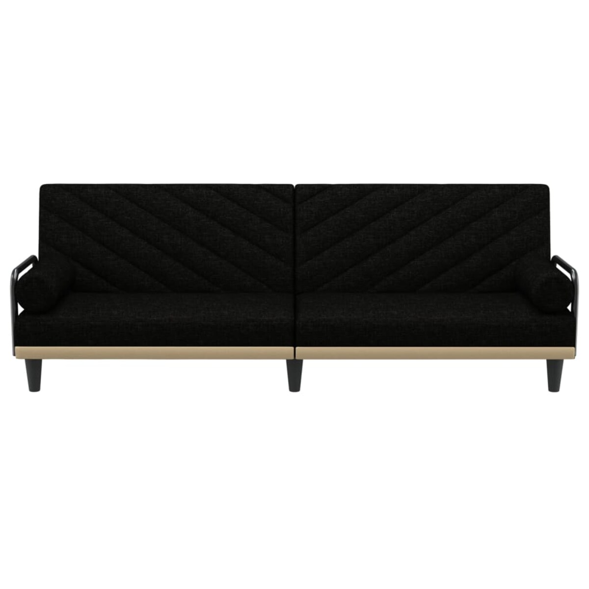 vidaXL Rozkładana kanapa z podłokietnikami, czarna, obita tkaniną