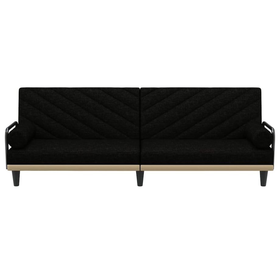 vidaXL Rozkładana kanapa z podłokietnikami, czarna, obita tkaniną