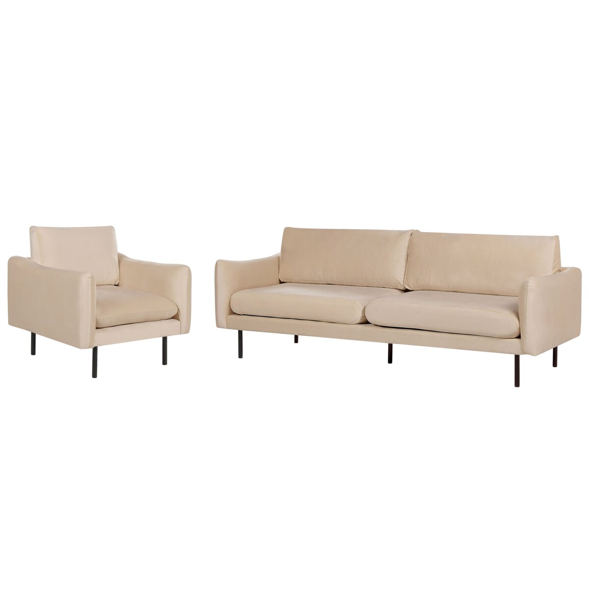 Zestaw wypoczynkowy welurowy beżowy VINTERBRO