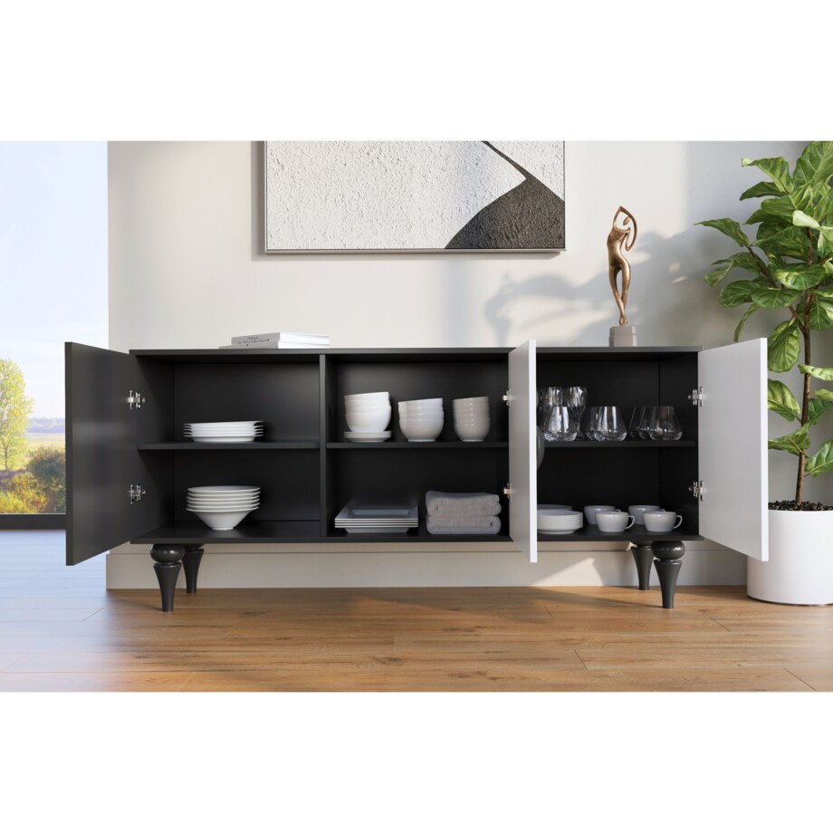 Nowoczesna czarno-biała komoda Dancan PARADIS / szer. 158 cm