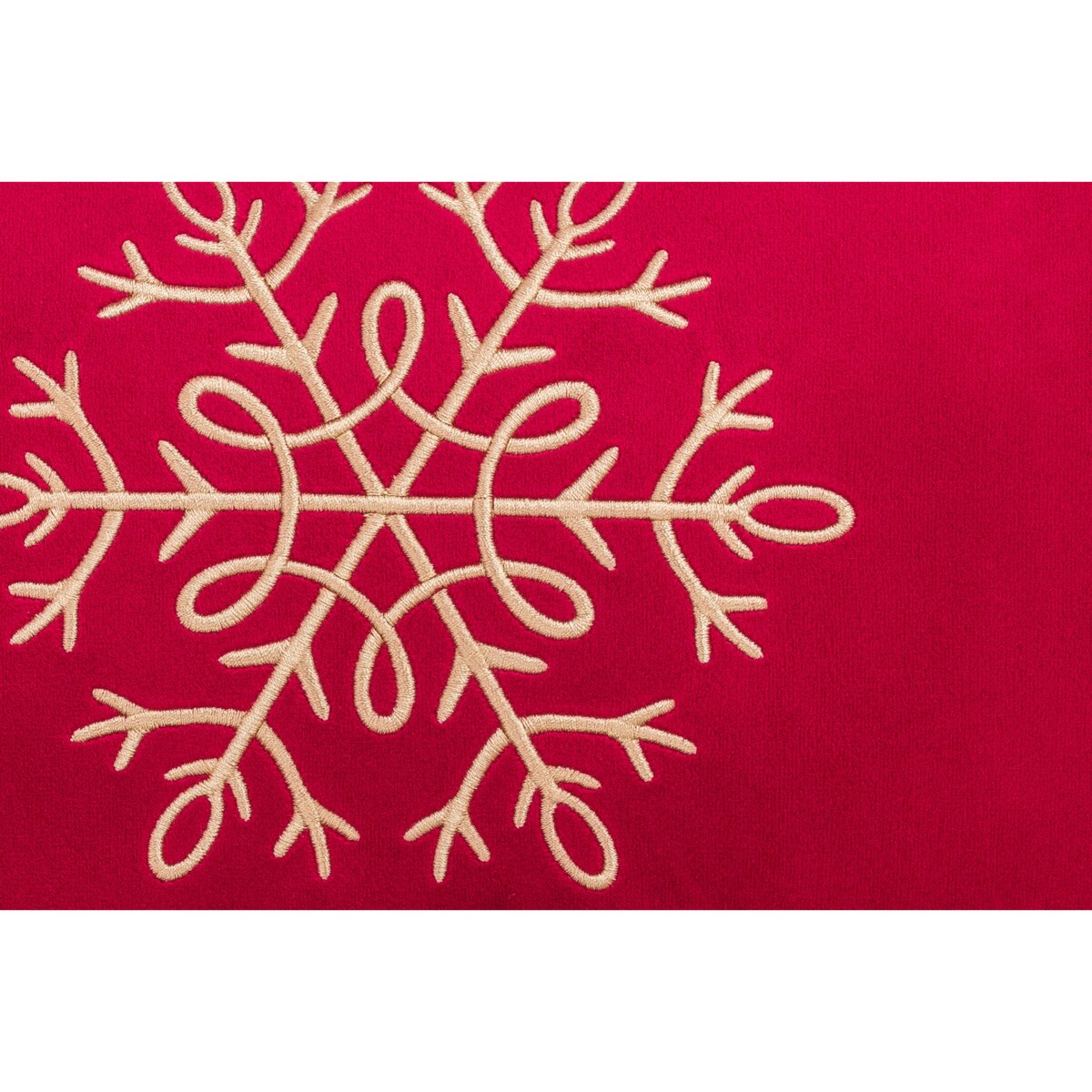 Welurowa czerwona poduszka Snowflake 50 x 30 cm