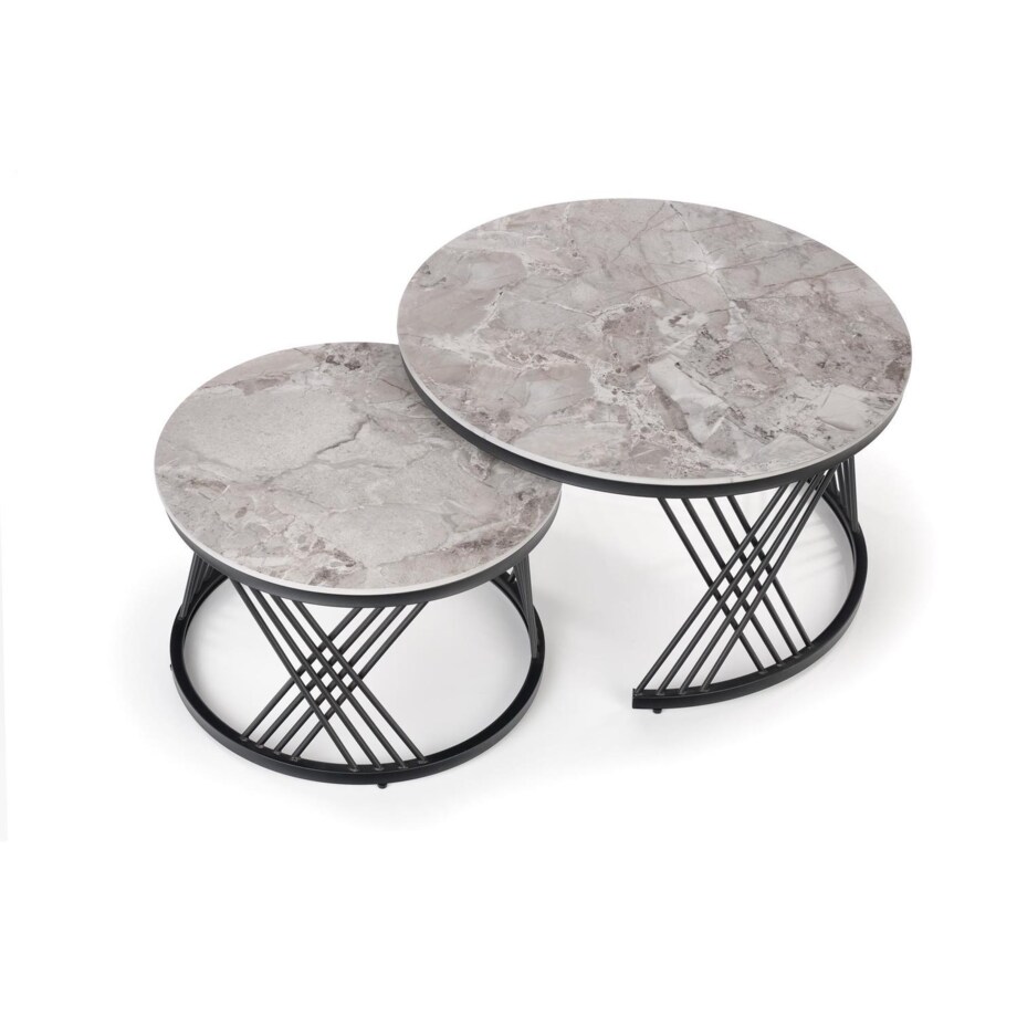 ZESTAW 2 STOLIKÓW Intela POPIELATY WZÓR MARMURU stelaż metal