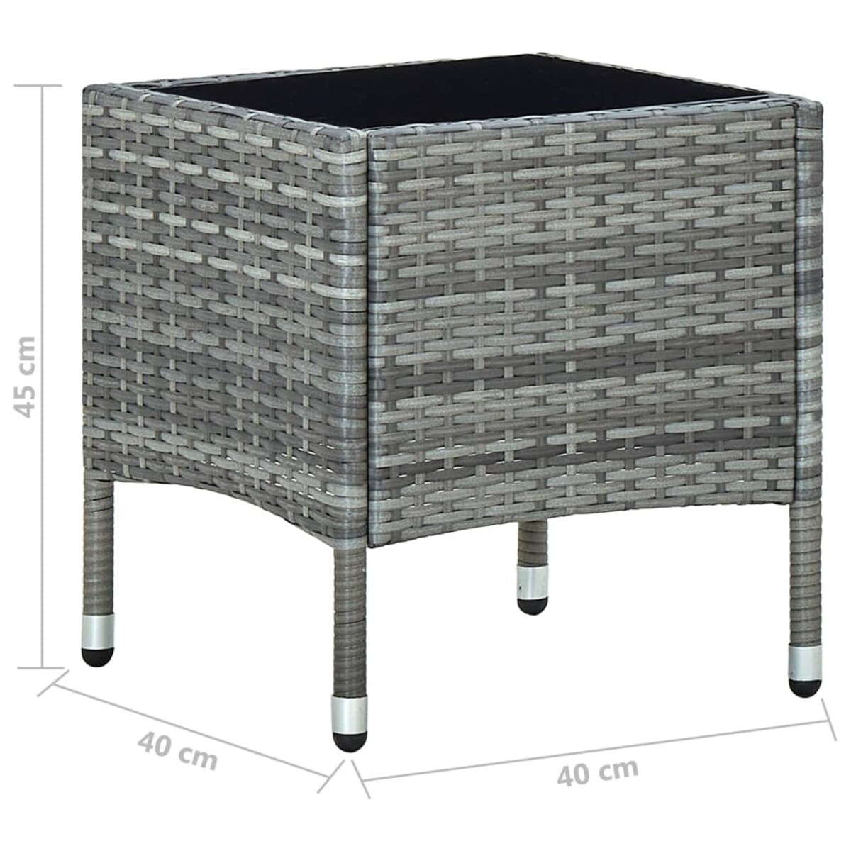 vidaXL Stolik ogrodowy, szary, 40 x 40 x 45 cm, rattan PE