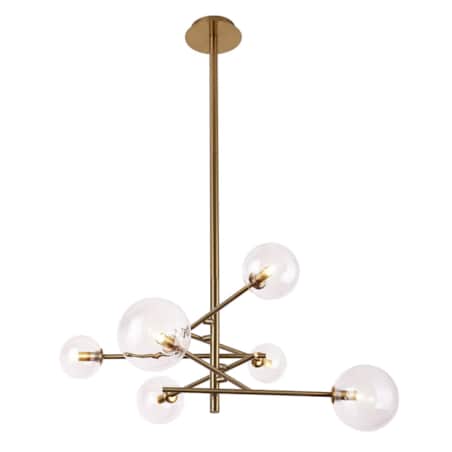 Żyrandol LAMPA wisząca LOLLIPOP P0294 Maxlight metalowa OPRAWA pręty szklane kule balls molekuły zwis mosiądz przezroczyste
