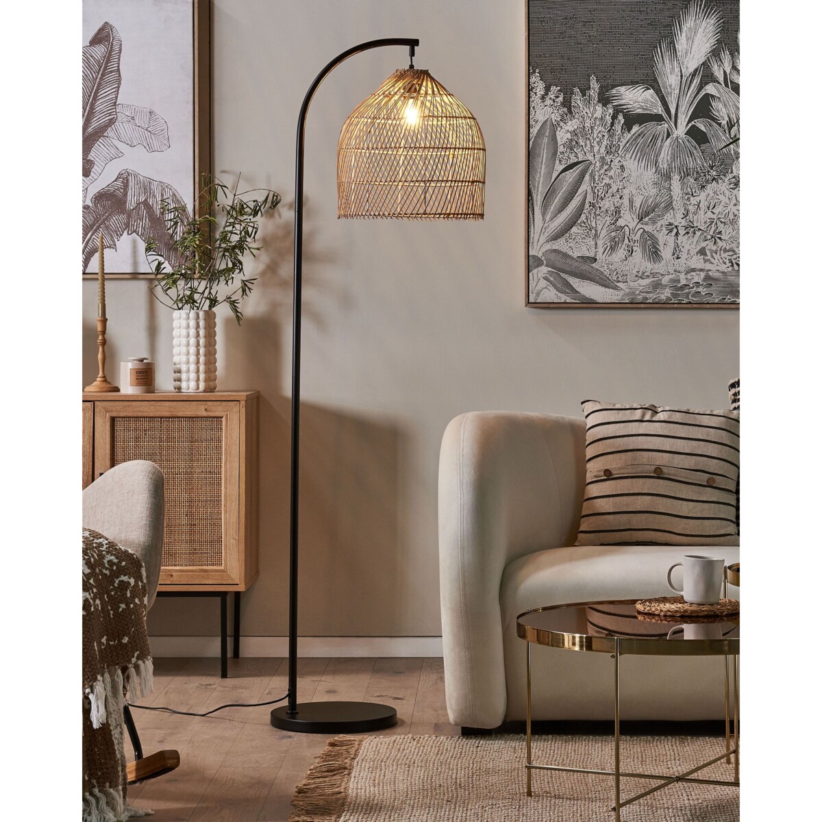 Lampa podłogowa BERNICA Rattan Naturalny