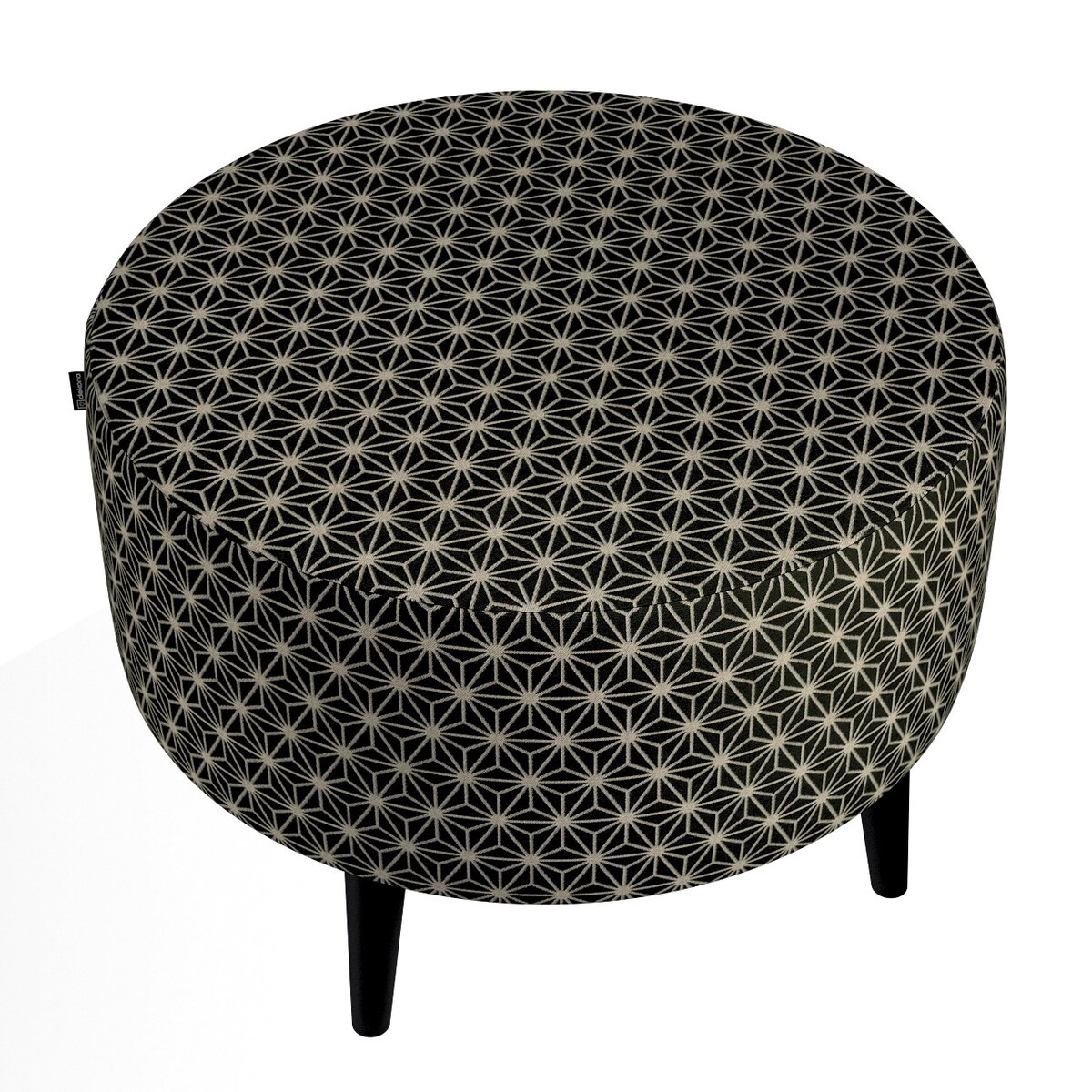 Podnóżek okrągły I, czarno-beżowy wzór ze złotą nitką, Ø60 x 40 cm, do -50%