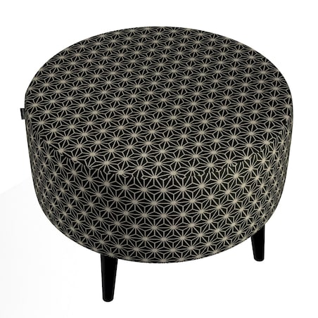 Podnóżek okrągły I, czarno-beżowy wzór ze złotą nitką, Ø60 x 40 cm, do -50%