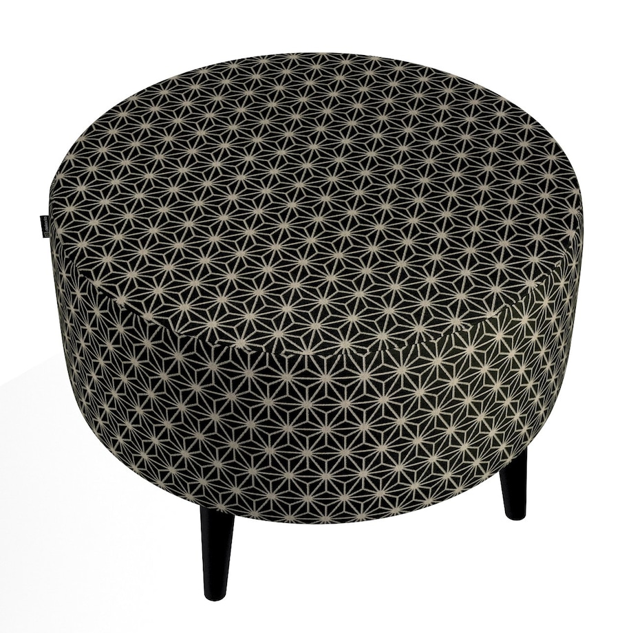 Podnóżek okrągły I, czarno-beżowy wzór ze złotą nitką, Ø60 x 40 cm, do -50%