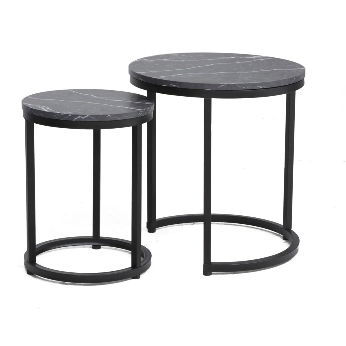 Zestaw 2 ław HOLA czarny marmur/czarny