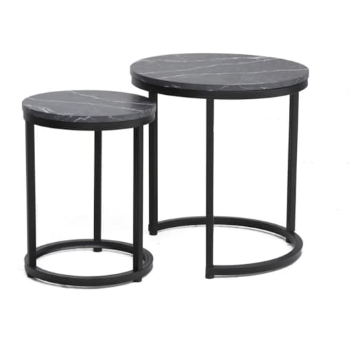 Zestaw 2 ław HOLA czarny marmur/czarny