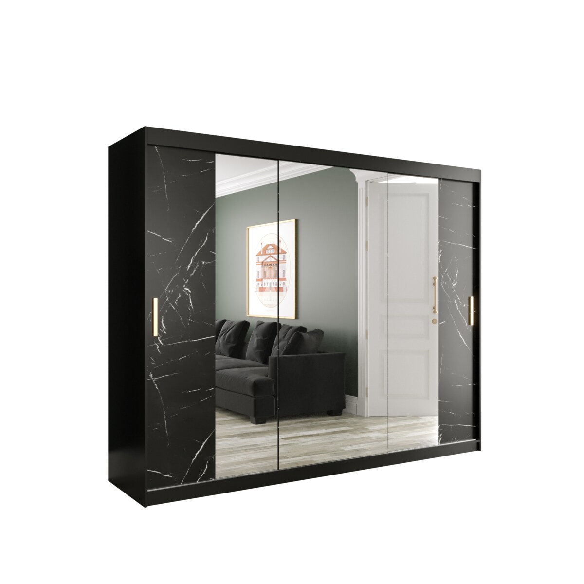 Szafa przesuwna Garderoba MARMUR T2 250 gł. 62 czarny