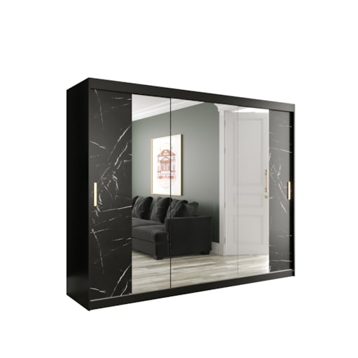 Szafa przesuwna Garderoba MARMUR T2 250 gł. 62 czarny