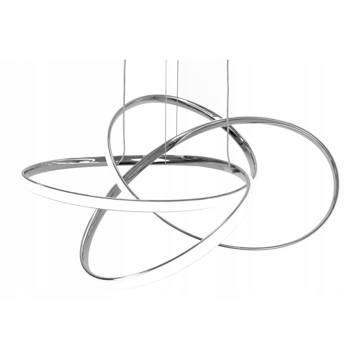 Lampa Sufitowa Wisząca Metal Ring Chrom Led +Pilot