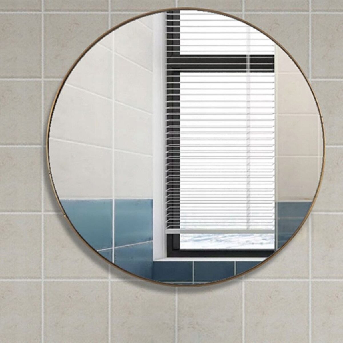Lustro okrągłe ścienne łazienkowe złote 80cm salon sypialnia industrialne