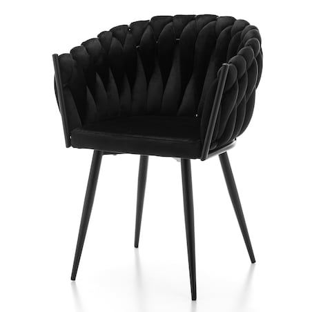 Krzesło tapicerowane plecione glamour salon welurowe LATINA czarna