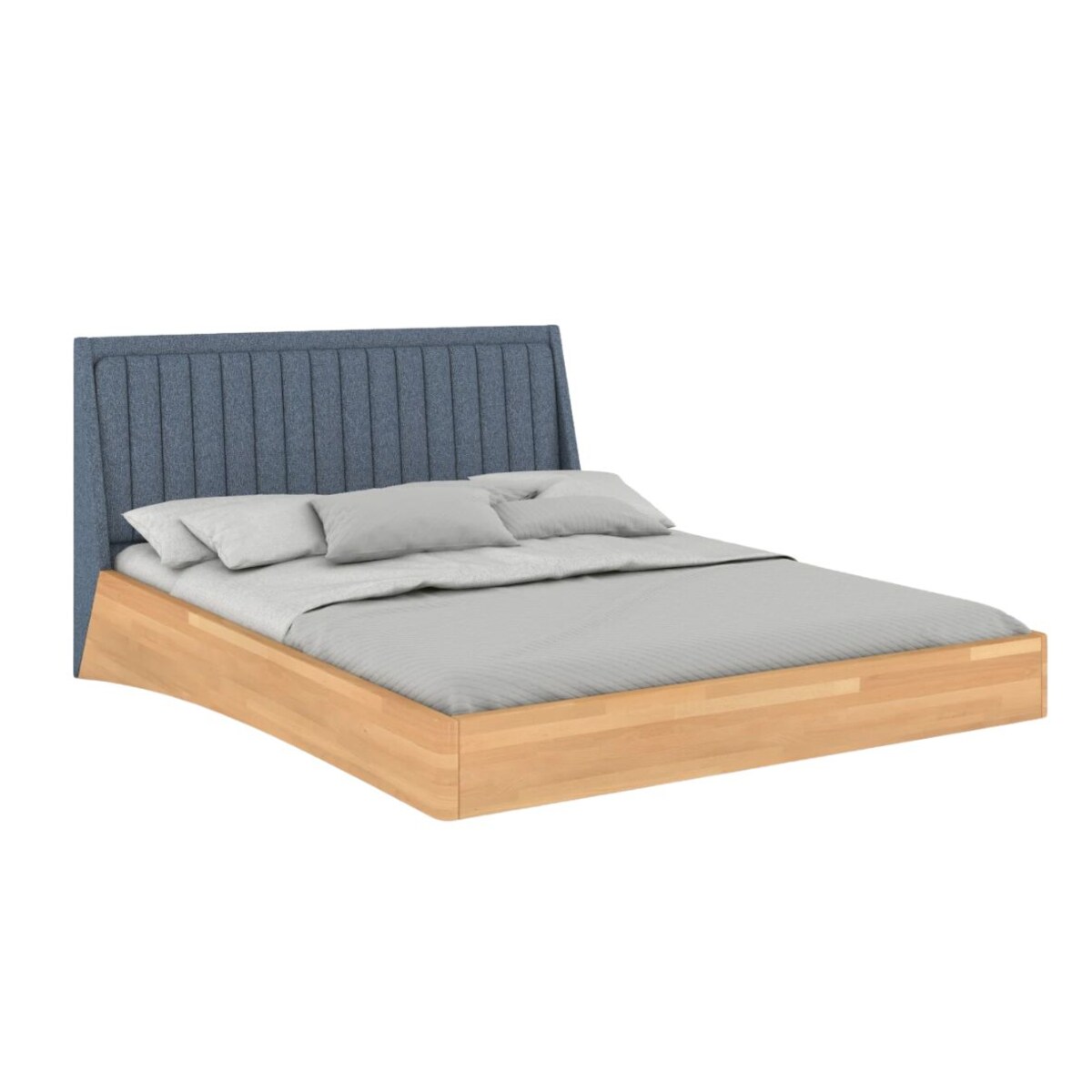 Łóżko lewitujące drewniane bukowe Visby ULF / 160x200 cm, kolor naturalny, zagłówek Solid 79