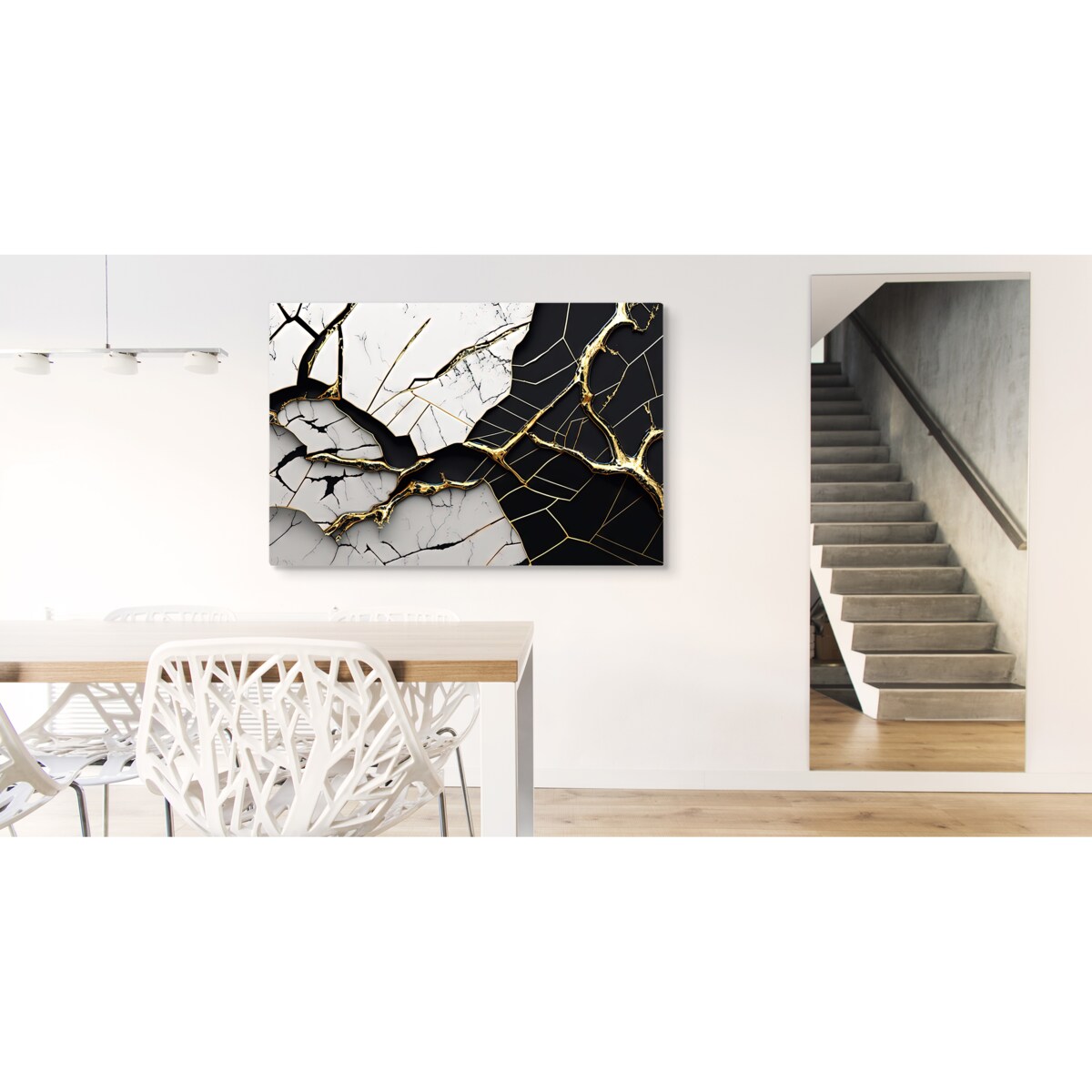 Obraz Ścienny Czarno-biały Popękany MARMUR 120x80cm