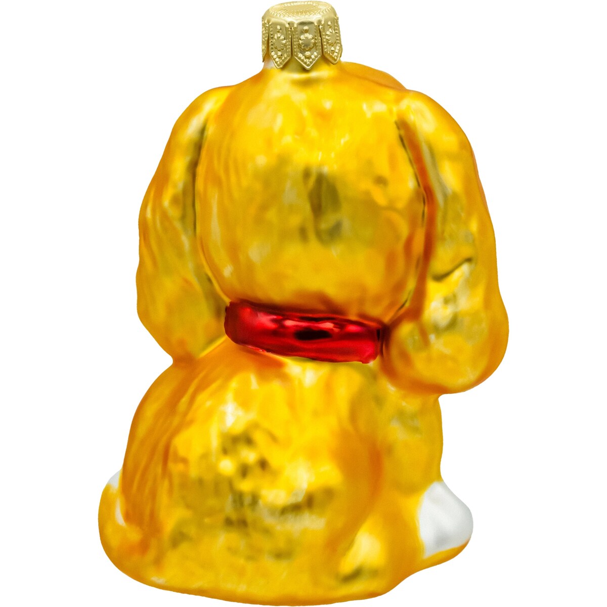 Bombka choinkowa - Piesek z kokardką: złoto-biały