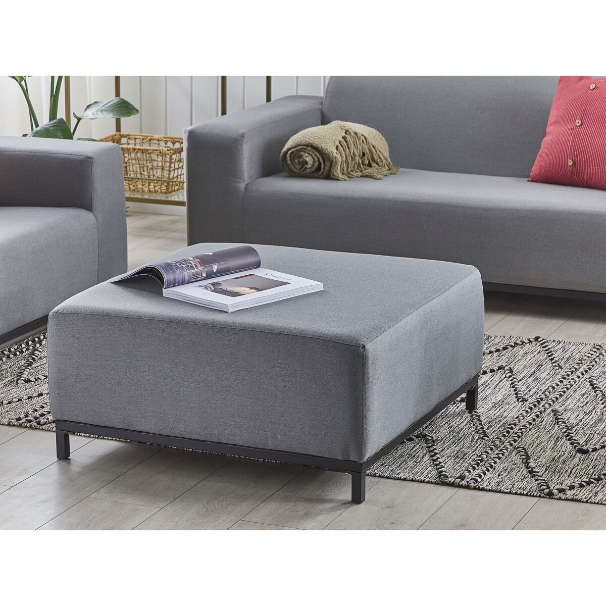 Otomana ogrodowa szara z czarnym ROVIGO