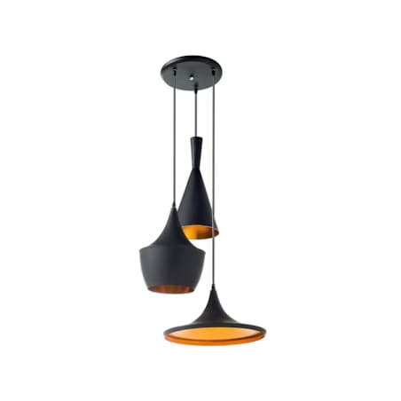 Lampa wisząca 3 klosze metalowa czarna CARSON