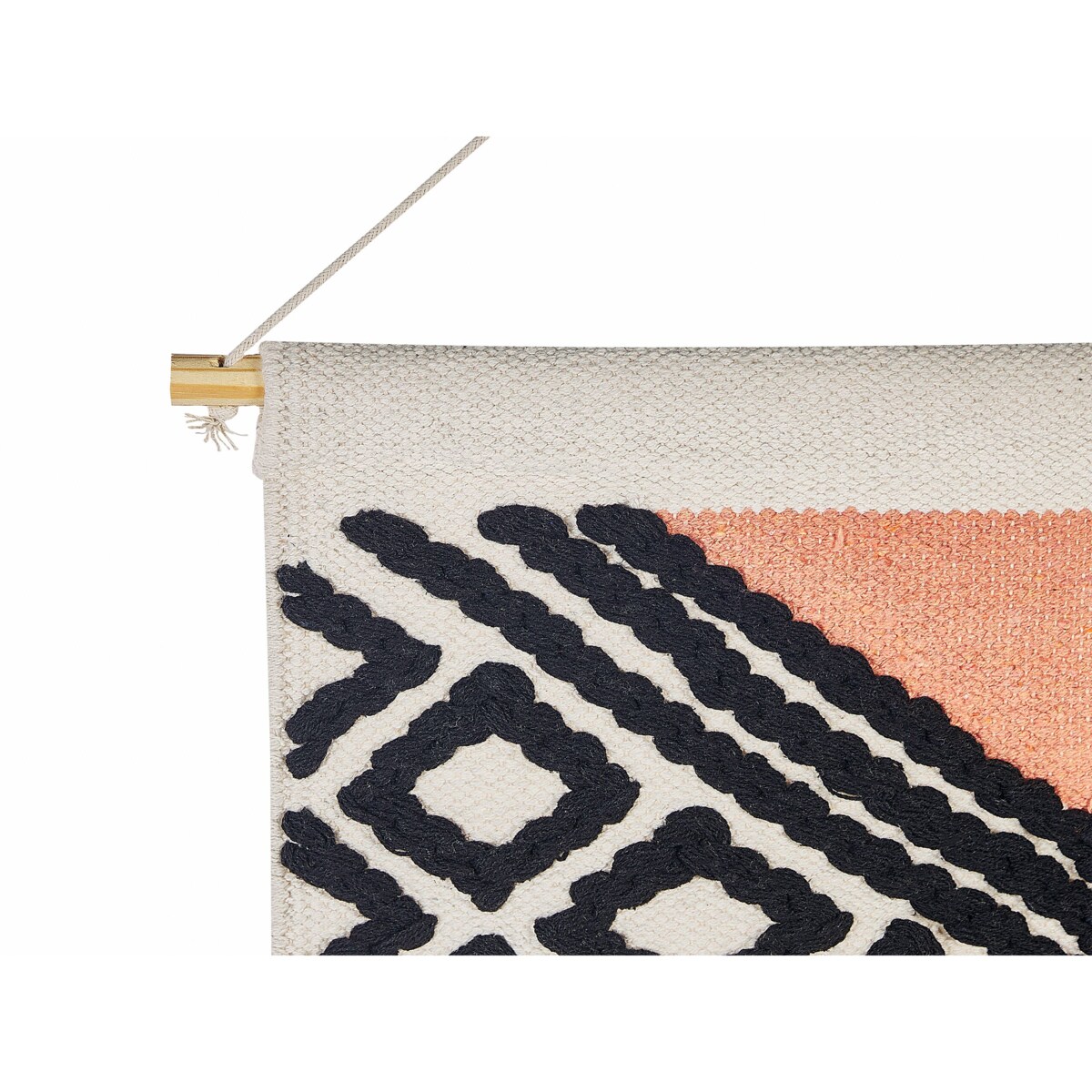 Dekoracja ścienna z frędzlami bawełniana czarno-pomarańczowa GOJRA