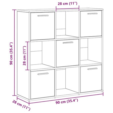 vidaXL Regał, dąb artisan, 90x28x90 cm, materiał drewnopochodny