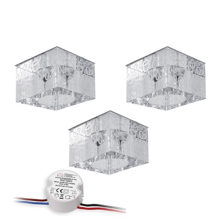 Zestaw Oczek Sufitowych BRITOP Lighting 3xG4 LED 2,3W z zasilaczem, Transparentne Szkło, Polski Producent 3 szt.