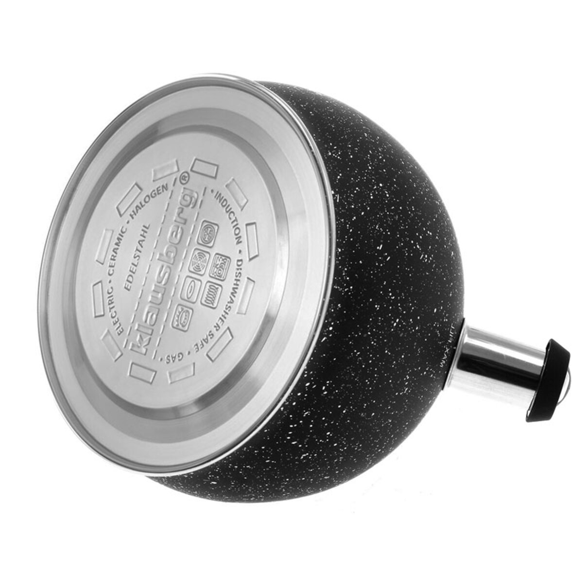 Czajnik stalowy z gwizdkiem 3L indukcja gaz czarny marmurek KLAUSBERG