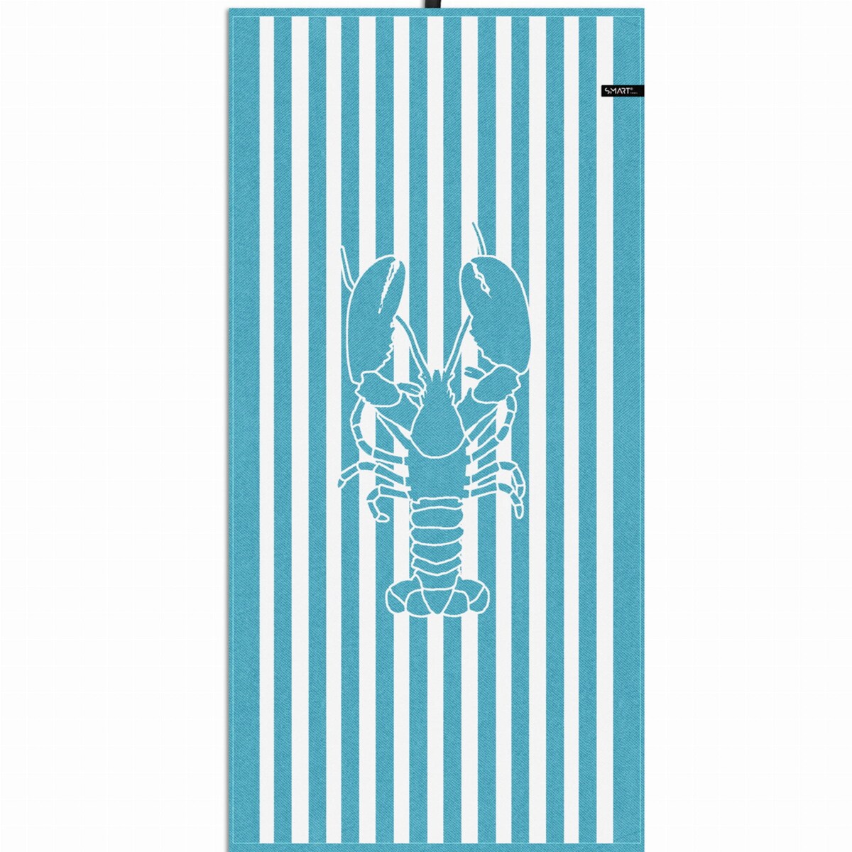 Ręcznik plażowy bambusowy 70x150 cm – niebieski biały lobster homar szybkoschnący cienki