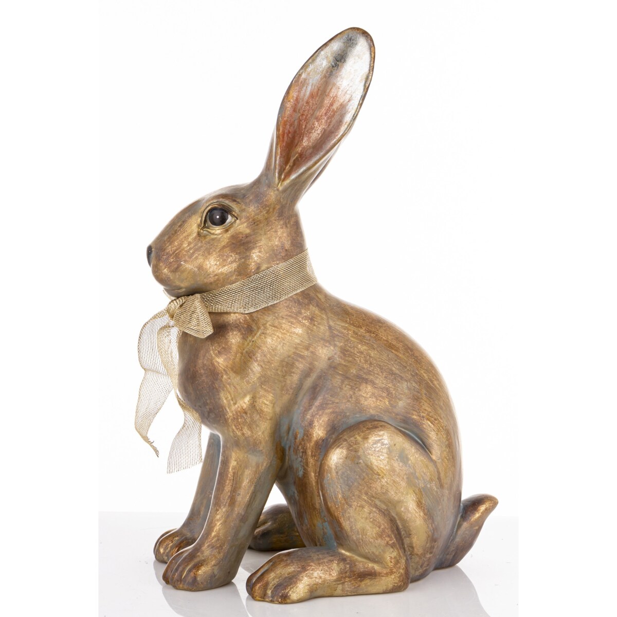 Dekoracja - złoty królik 47,5x19x27 cm ANNORA-2 z ażurową wstążeczką