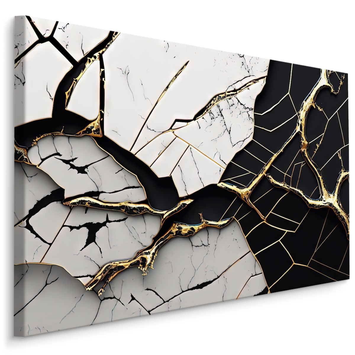 Obraz Ścienny Czarno-biały Popękany MARMUR 120x80cm