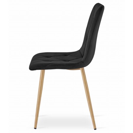 Krzesło Do Jadalni Kuchni Salonu Libra - Czarny Aksamit / Nogi Kolor Drewna X 4