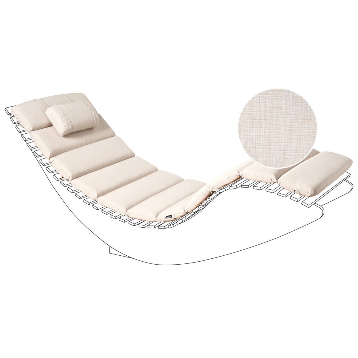 Poduszka na leżak ogrodowy BRESCIA PREMIUM 180 x 60 cm Jasnobeżowy