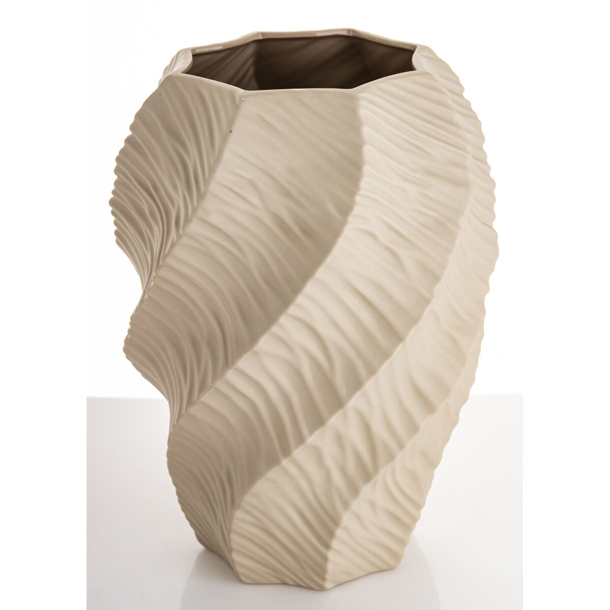 Wazon porcelanowy 30,5x21x21 cm TWISTER beżowy