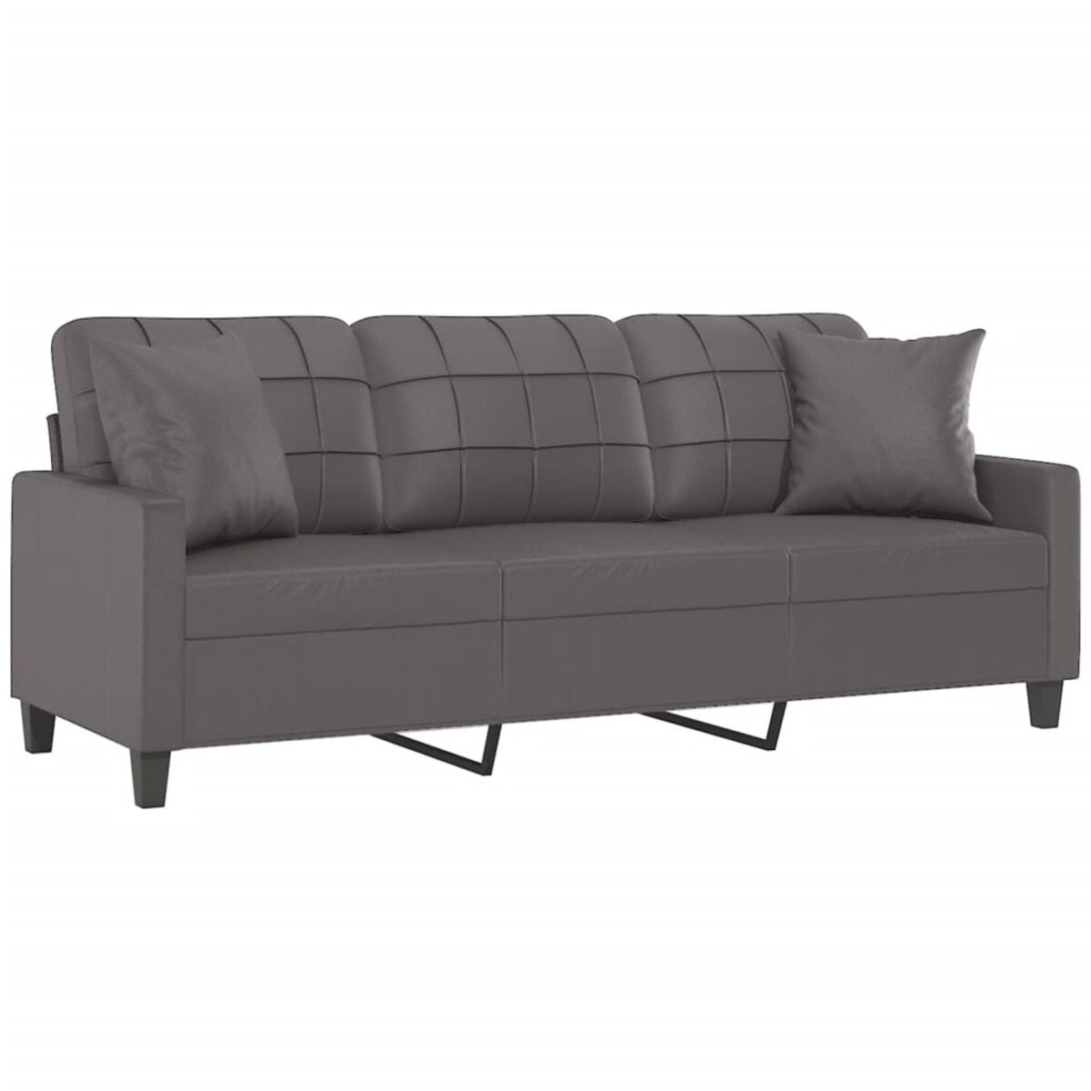 vidaXL 3-osobowa sofa z poduszkami, szara, 180 cm, sztuczna skóra
