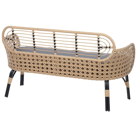 Ławka ogrodowa z poduchą PRATELLO 122 cm Technorattan Naturalny