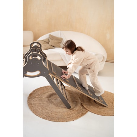 Drabinka Pikler + DUŻA zjeżdżalnia DRABINKA - szara