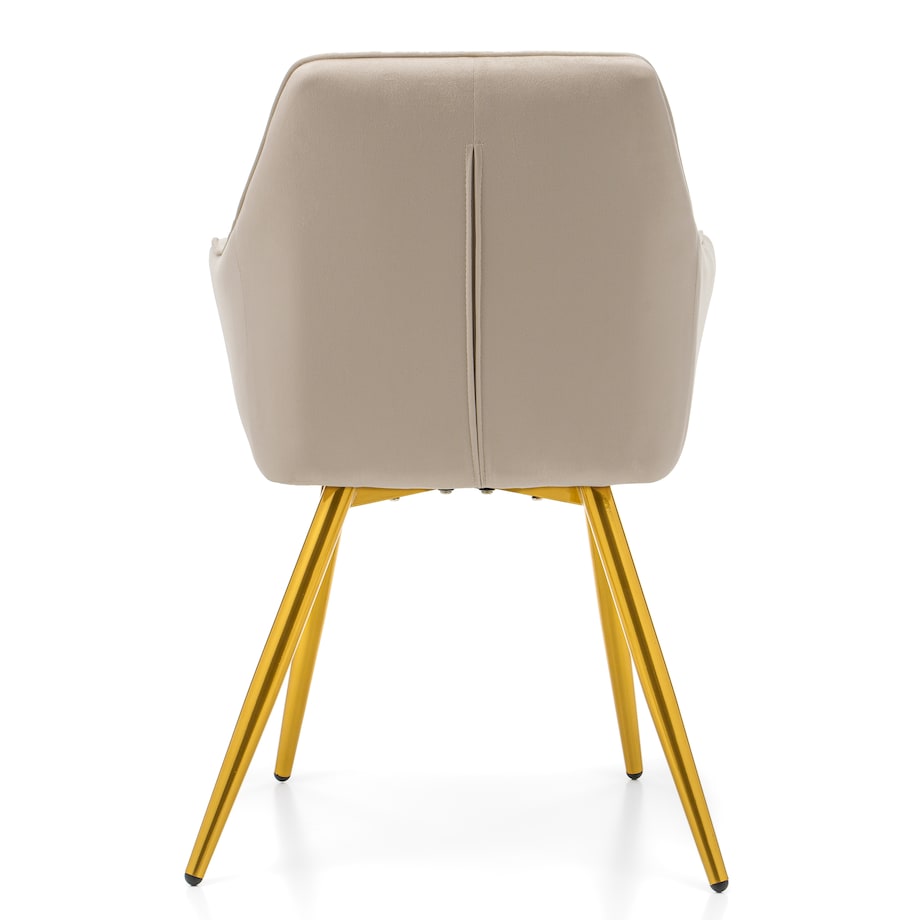 Krzesło tapicerowane pikowane welurowe do salonu jadalni nowoczesne PASSO beżowe złota noga