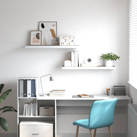 vidaXL Półki ścienne, 2 szt., dębowo-białe, 80x23,5x3,8 cm, MDF