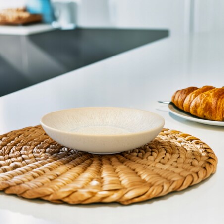 TALERZ DESEROWY 20cm GŁĘBOKI ceramiczny obiadowy beżowy na ciasto okrągły