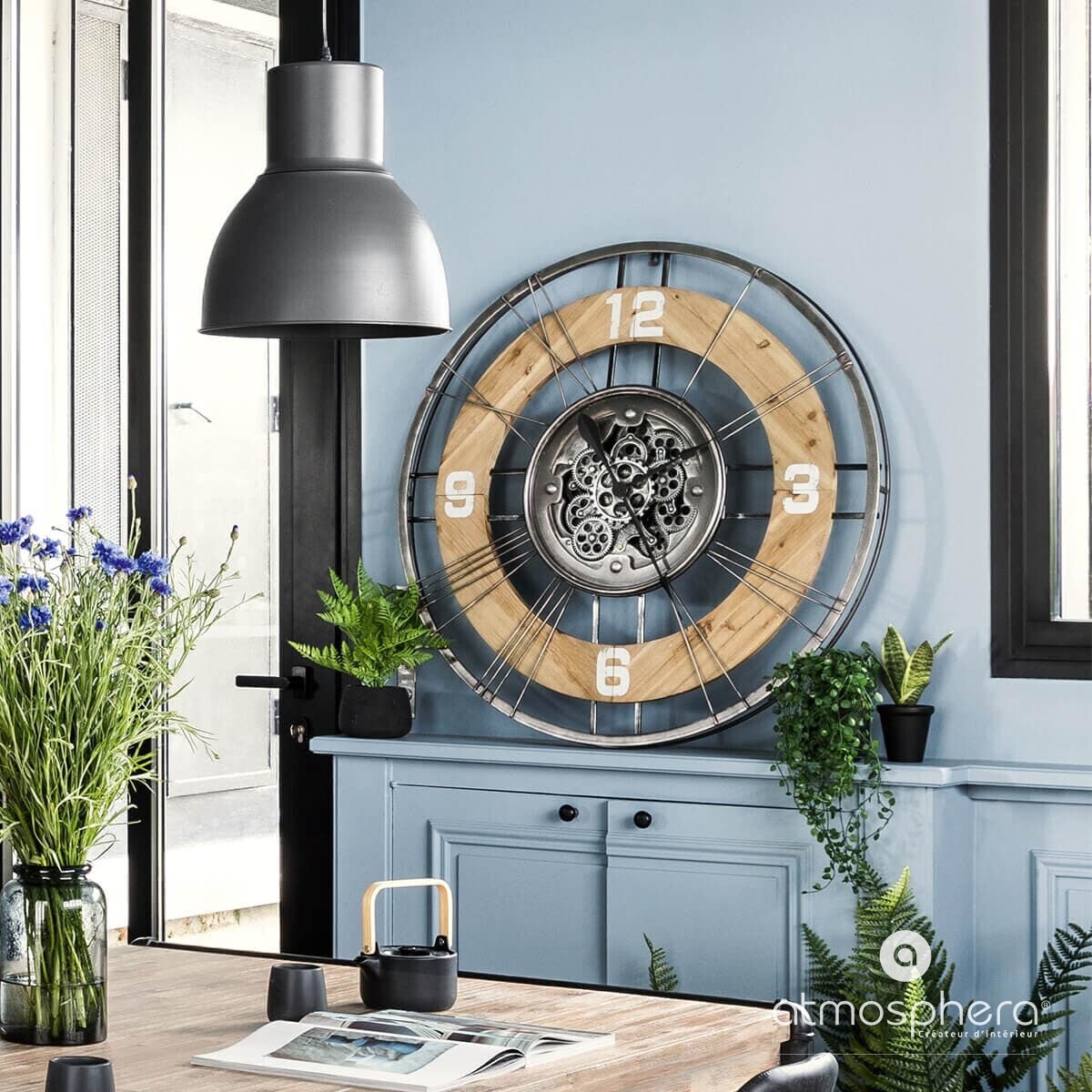 Zegar ścienny z ozdobnym mechanizmem LANA, Ø 90 cm