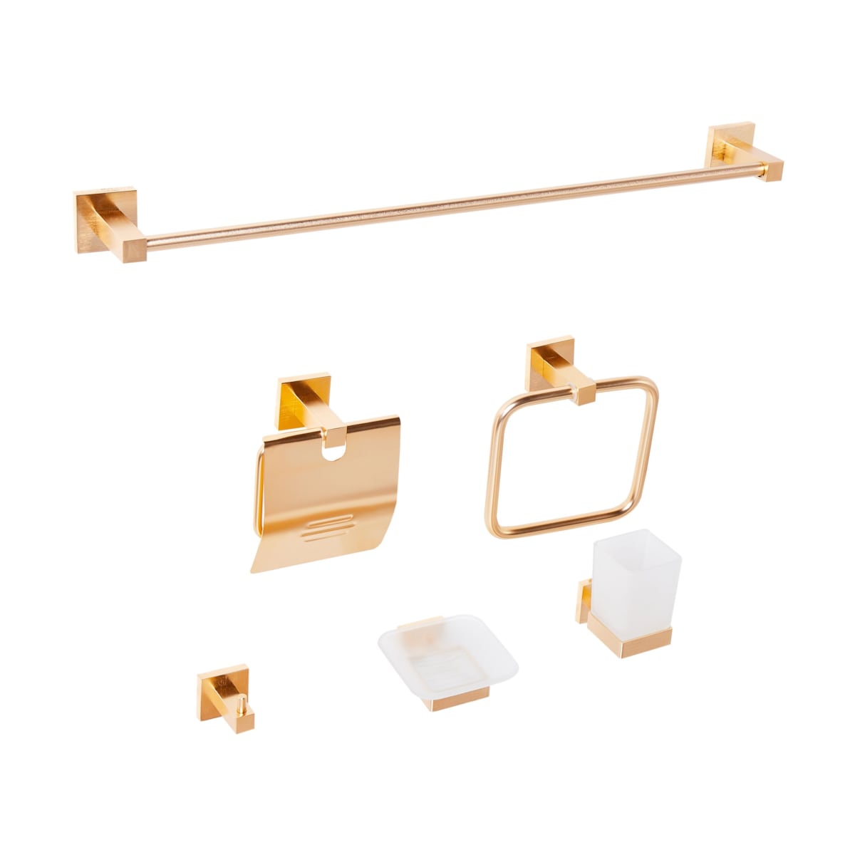 Zestaw akcesoriów toaletowych 6 elementów UVITA Z uchwytami i haczykami na ręczniki Złoty
